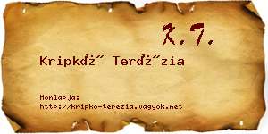 Kripkó Terézia névjegykártya